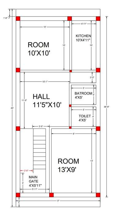 36'6"X17'