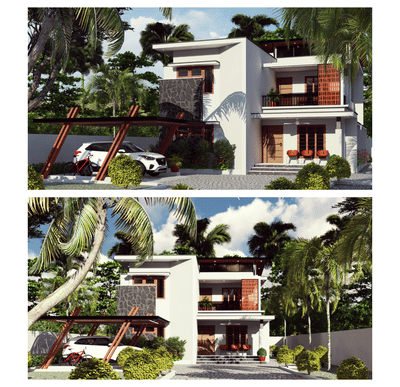 Kerala style contemporary house 🏡 
 #KeralaStyleHouse  #keralastyle  #moderndesign  #modernhousedesigns  #modernhouse  #modernarchitecturedesign  #kerala_architecture  #Architect  #HouseDesigns   #RoofingIdeas  #white_colour_house  #white  #cladding  #ContemporaryHouse  #ContemporaryDesigns  #ContemporaryHouse  #semi_contemporary_home_design #3dmodel  #3D_ELEVATION  #3dmodeling  #3dview  #3delevation🏠
