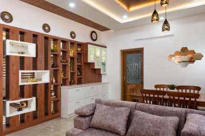 Dinning room partitions  #DininTable  #partitiondesign  #crockckeryunit  #FalseCeiling