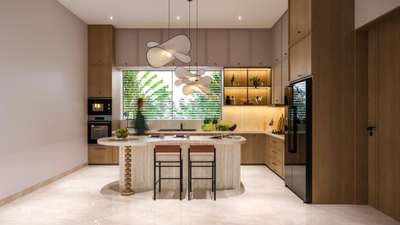 A refined kitchen interior designed to complement the grandeur of the residence — blending timeless materials, seamless functionality, and understated luxury within a warm contemporary palette.

 #kitchendesign #interiordesign #architecture