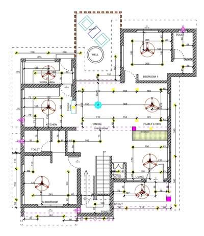 electrical drawings 
yellow points  LED junction box