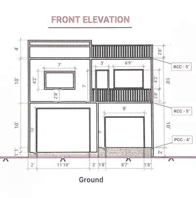 Front elevation Layout Plan 2D Design