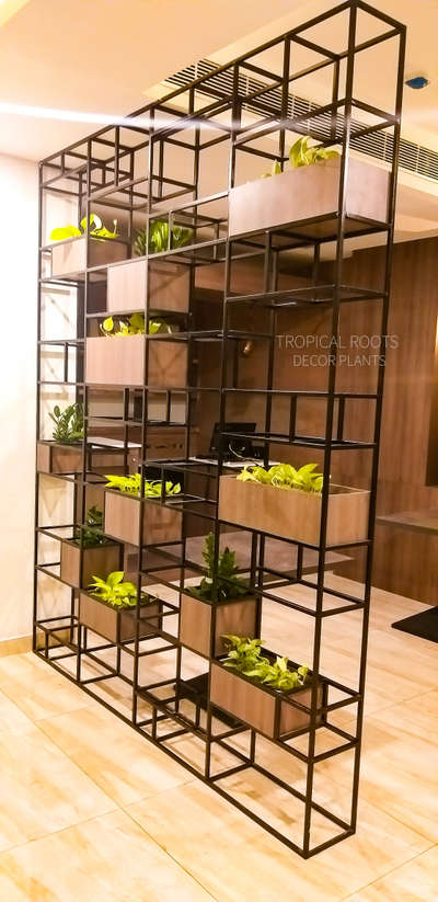 indoor partition wall boxes with plants&pots#tropical roots indoor plants&landscaping.