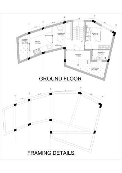 Column layout and 
Grids lines 
modern house