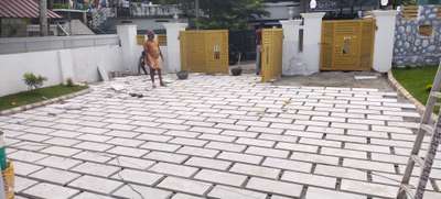 Natural Stone Paving works in Progress at Poonthura Trivandrum
