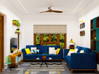 Cozy living area 🛋️💙 Sofas, mandala art, and retro gramophone 📻 – 
the perfect chill spot! 

Client: Mansooral Ali
Area : Living Area