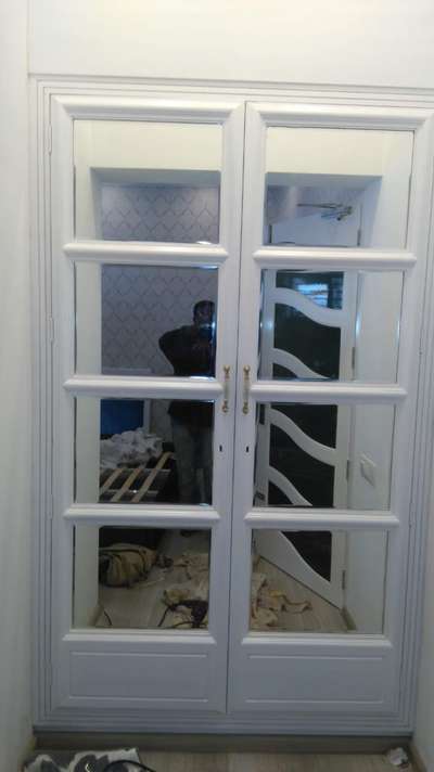#mirror doors #wardrobe  #mrf pu white #Modern furniture  #