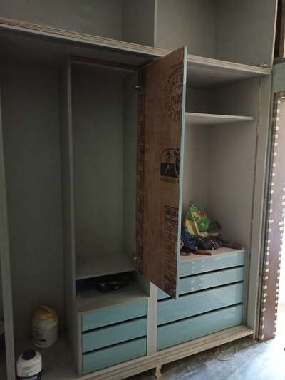 bathroom wordrobe with sky blue acrylic 
work progress #WardrobeIdeas  #BathroomStorage