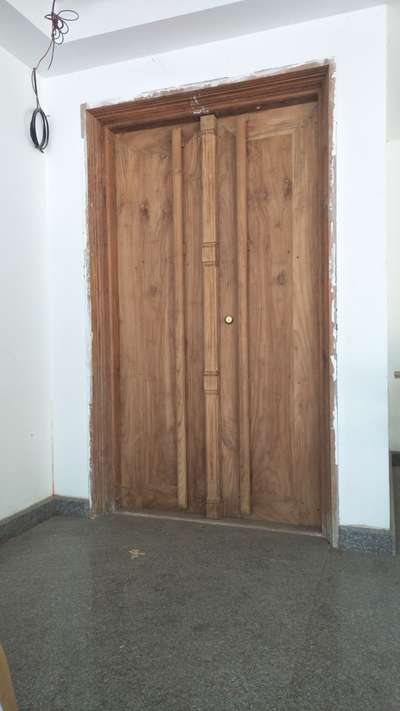 Teak wood double doors with wooden handle