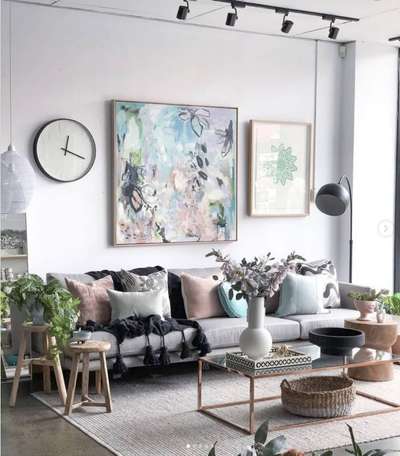 Try a dual coloured wall of pink and cream. Add a large artwork complimenting both the colours, match your sofa to the pink of the wall and rug to the cream. Add a wooden coffee table, metallic pendant lamps and a gray chair to balance the look.
#interior #decor #ideas #home #interiordesign #indian #colourful #decorshopping