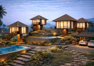 #resort #cottage #pool #airbnb #column_footing #kumily #kayamkulam