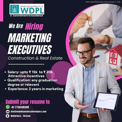 We Are Hiring!!!
Construction & Real Estate
Marketing Executive
Location : Mullurkara, Thrissur

Submit your resume to 
whatsapp : +91 7736130399
email : info@wadakkancherydevelopers.com

#salesexecutive #sales #hiring #salesandmarketing #jobsearch #jobs #salestips #salesforce #b #salesmanager #salesstrategy #marketing #salescoach #job #salesjobs #salestraining #recruitment #salesteam #salespeople #jobvacancy #salesmanagement #salesexpert #salesman #bsales #salesrepresentative #business #businessdevelopment #salesperson #wearehiring #salescoaching