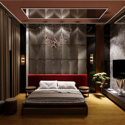 A luxury wake-up ✨ #InteriorDesigner  #MasterBedroom  #masterbedroomdesinger  #FalseCeiling  #luxuryinteriors