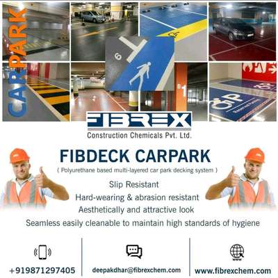 Fibrex having ultimate range of Fibdeck car park flooring finishes and coating systems to keep your car park clearly marked and looking its best, whatever the elements and weather conditions have to throw at it. We have car park flooring and deck coatings for every multi storey car park application. We have the hard wearing, fast drying and highly protective coating to meet the specific needs of your car park and get you back in business within hours. When asked the question, what is the best flooring for car parking area




#parking #car #dlf #m3mindia #airports #architects #architecturedesign #dmrc #consulant #construction #commercial #builders #pmc2021 #cbre #aecom #aeon #jammuandkashmir #indianarchitects #indianarchitect Amit SharmaAECOMAshish BhutaniPankaj BansalPuneet Kakroo#fibrexBrookfield Properties School of Planning and Architecture, New Delhi #epoxyflooring Emaar MGF JMC Projects (India) Ltd Nandita Bhatt Airport Director IAP,Architect,ICAO CD Instructor Airports Authority