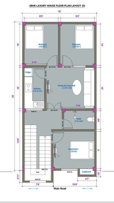 3BHK HOUSE FLOOR PLAN DESIGN