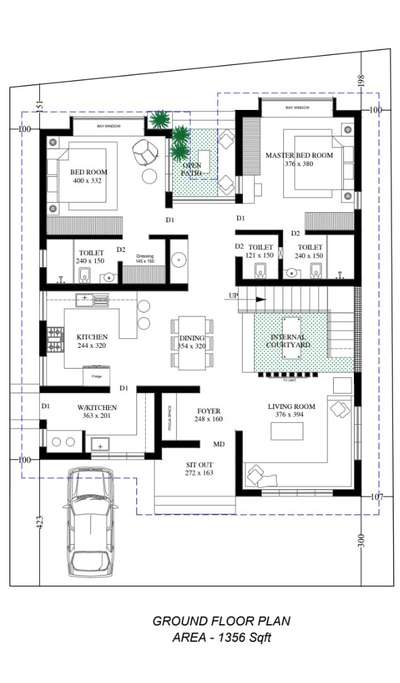 small house  #FloorPlans #courtyardgarden #internalcourtyard