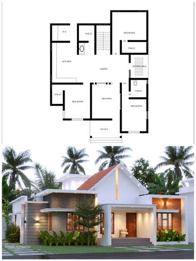Aara:1900 sqrft
2 Bedrooms
 #KeralaStyleHouse  #keralahomedesignz  #keralahomeplans  #homeplan  #FloorPlans  #budgethome  #Architect  #sidheeqaboobacker