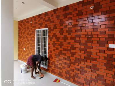 punching brick design in cement plasterwork 😎😎😎