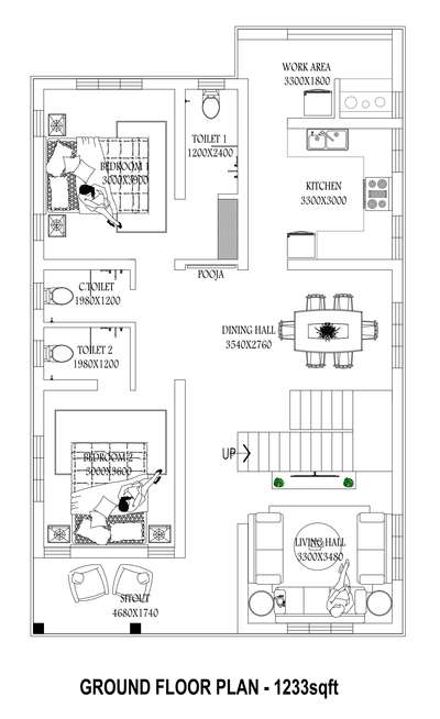 1233Sqft Home plan