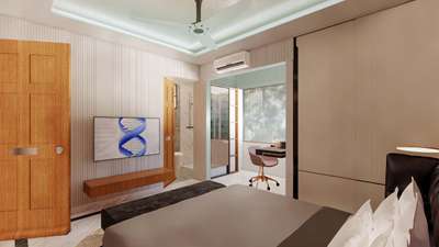 Minimal Bedroom Interior done in sector 62 noida #MasterBedroom #InteriorDesigner #studytable
