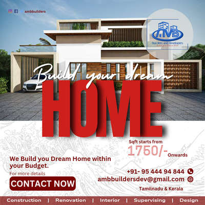 Build your Dream Home with us
we build your Dream Home within your Budget
for more details please contact us
9544494844

 #Contractor  #HouseConstruction  #ContemporaryHouse  #constructionsite  #constructioncompany  #KitchenRenovation  #HouseRenovation  #renovations  #InteriorDesigner  #KitchenInterior  #Architectural&Interior  #LUXURY_INTERIOR  #HouseDesigns  #LivingroomDesigns  #WardrobeDesigns  #InteriorDesigner  #ElevationDesign   #FloorPlans  #planning  #planningcommunity  #house_planning  #3DKitchenPlan