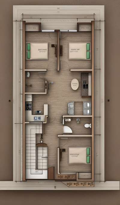 3BHK laxury house Floor Plan 2D layout