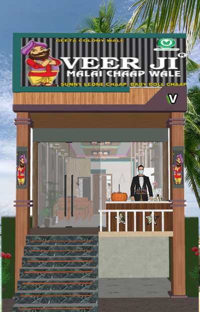 Modern Restaurant 3D Front elevation design