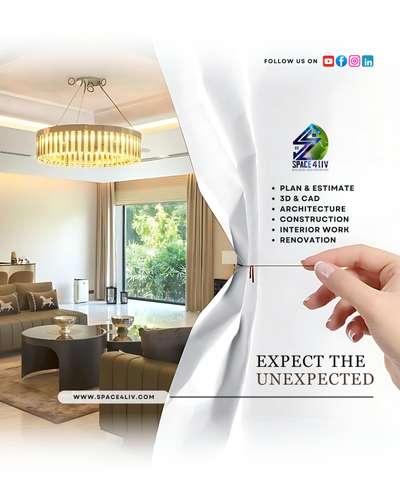 Ready to reveal the magic of your space? At Space4liv Builders and Developers, we believe in expecting the unexpected! From innovative architecture to seamless renovations, we’re dedicated to bringing your vision to life. Let’s lift the curtain on your dream project today! 🏡🔑  
#interiordesign #HomeDesign #Space4liv 
#homeinterior #homedecor #space4liv #kochi #construction #3ddesign #architecturedesigns #50LakhHouse #40LakhHouse #5LakhHouse #3500sqftHouse #30LakhHouse #45LakhHouse #500SqftHouse #60LakhHouse #HouseConstruction