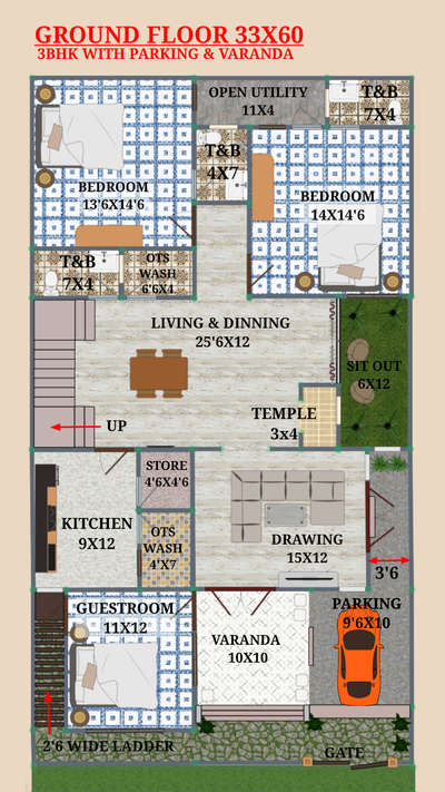 33x60 east facing house plan location jodhpur Rajasthan client name Govind puri 
#housedesign #homedecor #homedesign #3BHKHouse #1800sqftHouse #EastFacingPlan #33x60plan #CivilEngineer #architecturedesigns #LayoutDesigns