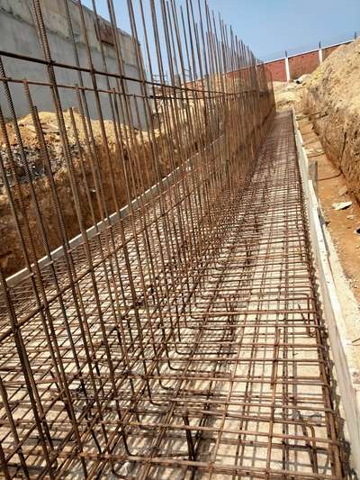 Reatining wall footting steel work kannur #mattannur