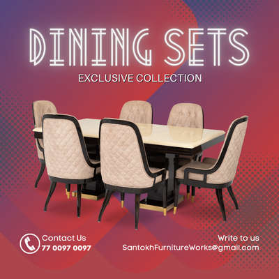 Order now from our new range of dining sets.
Luxury dining sets with high quality suede upholstery.
Modern curved design coated with High gloss PU polish

DM or call for enquiries.
77 0097 0097
.
.
.
.
.
.
.
.
#diningtable #interiordesign #furniture #diningroom #homedecor #interior #table #furnituredesign #diningroomdecor #coffeetable #home #design #livingroom #highgloss #chair #diningchair #woodworking #marble #sfw #diningtabledecor #wood #customfurniture #interiors #dining #interiordesigner #handmade #diningroomdesign #kirtinagar #italianmarble #bespoke