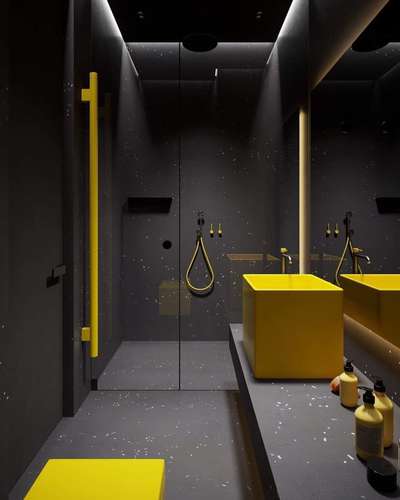 Black And Yellow Bathroom 🛁🚿