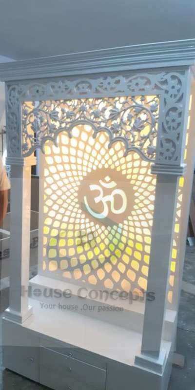 Mandir with lighting decoration & CNC  
Size:-  3.7ft (W) * 5ft (H) = 18.5 Sq. ft.