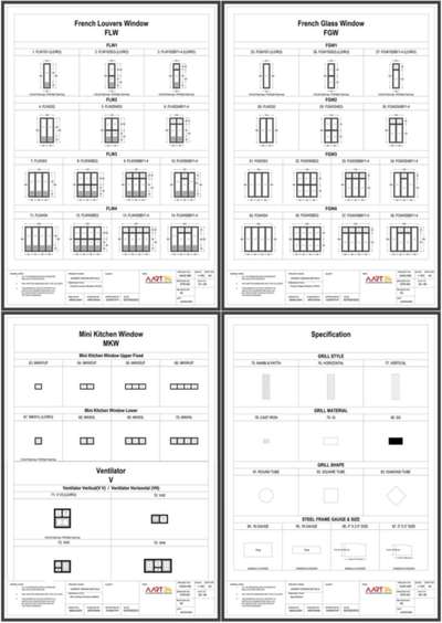 ഡിസൈൻ ഡ്രോയിങ് ഉപയോഗിച്ച് സാധാരണ വിൻഡോസ്, ഫ്രെഞ്ച് വിൻഡോസ്, കിച്ചൻ വിൻഡോസ്, എക്സോസ്റ്റ് ഫാൻ ഫിറ്റ് ചെയ്യാൻ പറ്റുന്ന വെന്റിലേറ്റര്, ഗ്രിൽ ഡിസൈൻ എന്നിവ സെലക്ട് ചെയ്ത് സൈസ്സ് ന് അനുസരിച്ച് TATA Steel കൊണ്ട് ഉണ്ടാക്കിയെടുക്കാം.

8. Selection Criteria:
   1. French Louvers Window
   2. French Glass Window
   3. Window
   4. Kitchen Window
   5. Mini Kitchen Window
   6. Ventilator
   7. Specifications
      7.1. Grill Style (Kambi & Patta, Horizontal, Vertical)
      7.2. Grill Material (Cast Iron, GI, SS)
      7.2. Grill Shape (Round Tube, Square Tube, Diamond Tube)
      7.2. Steel Frame Gauge & Size (16 ga, 18 ga, 4" X 2.5" Size, 3" X 2" Size)

കുറിപ്പ്:
ഈ ഡിസൈൻ വച്ച് steel ന്റെ വിൻഡോസ് മാത്രം അല്ല, മരത്തിന്റെയോ, WPC യുടെയോ ഒക്കെ ചെയ്യാൻ കഴിയും.