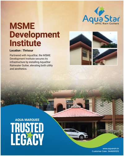 The esteemed MSME Development Institute in Thrissur has partnered with AquaStar for the successful implementation of our advanced rainwater gutter system. Our cutting-edge AquaStar Rainwater Gutter has been seamlessly integrated to facilitate functions including Tank Recharging, Earth Recharging, with a focal emphasis on Rainwater Harvesting (RWH).
Our heartfelt commendations to the MSME Development Institution for their dedicated pursuit of environmental stewardship and their valuable contribution to efficient water resource management.
Together, we are driving positive change and shaping a greener, more resilient future.
#AquaStarMarqueeProject #MSMEDevelopmentPartnership #SustainableInnovation #RainwaterSolution #AquaStarCompact #UPVCGutter #RainwaterDrainage #GutterSolutions #EfficientGutters #GutterInstallation #AquaStarQuality #indianmonsoons #durablegutters #gutterservices #aquastar #Upvcraingutter #Upvcrainwatergutter #earthrecharging #tankrecharging