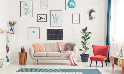 Transform your white space into a vibrant living room by throwing some colouful elements to it. Add red arm chair, blue curtains, dark grey pot, green plants and lots of colourful art frames to create the look.
#interior #decor #ideas #home #interiordesign #indian #colourful #decorshopping
