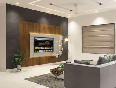 Living room tv unit. Interior design
 #3Dvisualization  #Architectural&Interior  #LivingroomDesigns