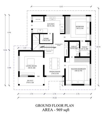 950 sqft 2BHK Residencial building plan.  #storeroom  #architecture #Architectural&Interior #FloorPlans #2bhkplan  #KeralaStyleHouse