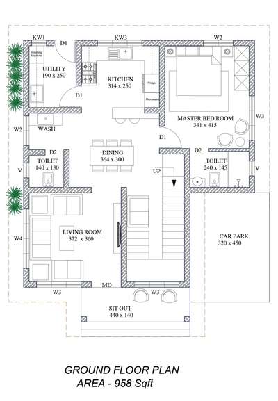 small house plan under 1500 sq ft. #FloorPlans #SmallHouse