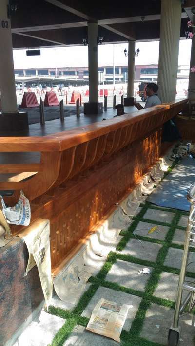 International Airport cochin concrete charu bench teakwood colour pu finishing