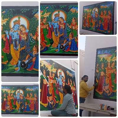 #Wall painting Gopiya with Radha-Krishna  #artist pannalal sain,