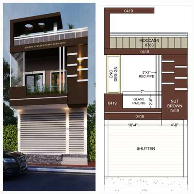 Front elevation with its colour code .... proposed Site at Village Bola 
#Jainconstruction