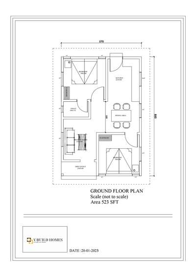 523 sft 2 BHK plan #CivilEngineer #trivandrumhomes  #SmallHouse  #keralahomedesignz