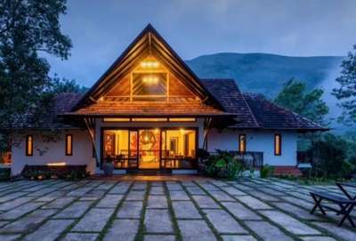 completed our traditional resort project @idukki economical and natural and  safe structure ..
 #LandscapeGarden  #living #fourbedroomplan #dining_hall #SlopingRoofHouse  #handmades 
any enquiries come to pm or wp 
8129078486
