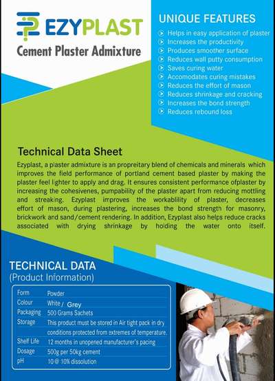 EZY PLAST can be added to your Cement Mortar to avoid Cracks in Plastering.Also don't need Curing after plastering. Interested persons can whatsapp on 8078226990