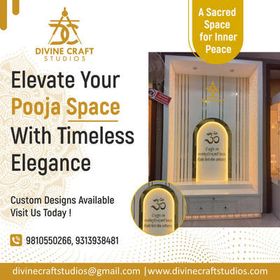 Here are **exclusive Corian Mandir Design Ideas** – combining elegance, durability, and spiritual aesthetics – perfect for modern Indian homes:

---

### ✨ **1. Wall-Mounted Corian Mandir (Modern Minimal)**

* **Design**: Floating unit with back panel and base.
* **Material**: White or cream Corian with golden inlay.
* **Features**:

  * LED backlit **“ॐ”** or **“श्री”** symbol.
  * Hidden drawer for diya/incense.
  * Clean, glossy finish – easy to maintain.

---

### 🪷 **2. Floor-Standing Corian Mandir with Jaali**

* **Design**: Full-height design with carved jaali sides.
* **Size**: 60"x90" or 48"x72" (customizable).
* **Carving**: CNC floral, leaf, or traditional jaali patterns.
* **Add-ons**:

  * Soft golden lighting inside.
  * Storage cabinets below with matching Corian shutters.

---

### 🏵 **3. Backlit Panel Mandir**

* **Design**: Wall panel made fully of Corian, carved from behind for light to shine through.
* **Effect**: Glowing **Om**, lotus, or deity symbols.
* **Suita