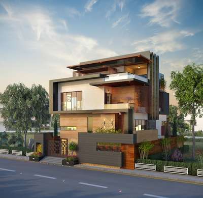 Modern house elevation design .. for 400 sq yard plot 
 #Architect #architecturedesigns #Architectural&Interior #arch #ElevationHome #modernhome #exterior_Work #InteriorDesigner #ElevationDesign #panindia #3D_ELEVATION #rendering #renderlovers #exteriordesigns #tileelevation #modernhome #HouseDesigns #creative #FloorPlans #HouseConstruction