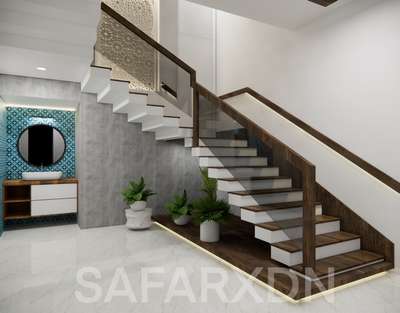 Stair and wash basin design
 #interriordesign  #interiordesignkerala  #InteriorDesigner  #GlassStaircase