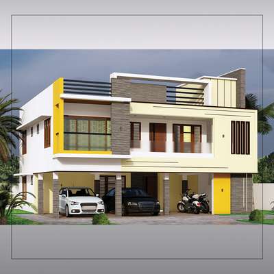 G+1 Contemporary Style Elevation Model for the client at Thirumala, Trivandrum.