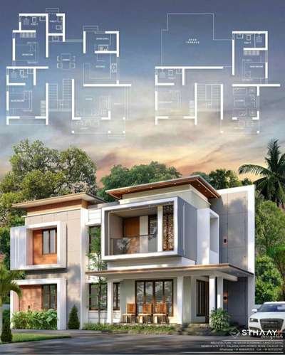 Contemporary Home Plan and Exterior 🏡 | 4BHK |Area : 1818 sq.ft |
Design: @sthaayi_design_lab 

Ground Floor 
● Sitout 
● Living 
● Dining 
● 1Master Bedroom attached 
● 2nd Bedroom attached 
● Kitchen 
● Work area 
● C-Toilet [out-door]
● Stair
● 3rd Bedroom attached
● 4th Bedroom attached 
● Upper Living
● Balcony 
.
.
.
#sthaayi_design_lab #sthaayi 
#floorplan | #architecture | #architecturaldesign | #housedesign | #buildingdesign | #designhouse |